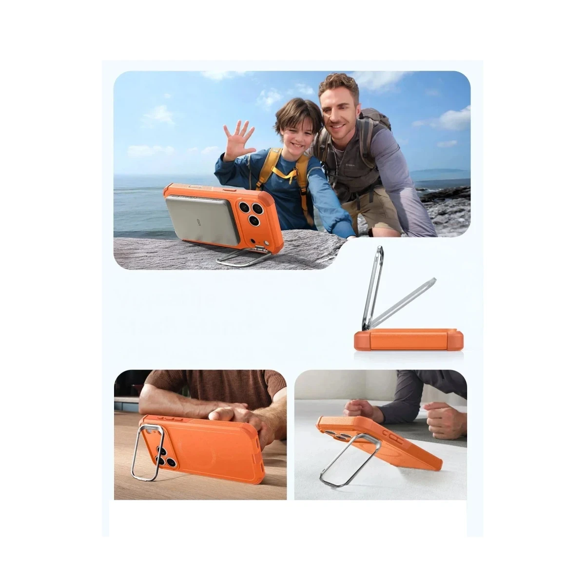 ESR Apple iPhone 17 Pro Cyber Tough Magsafe Stantlı Kapak - Turuncu