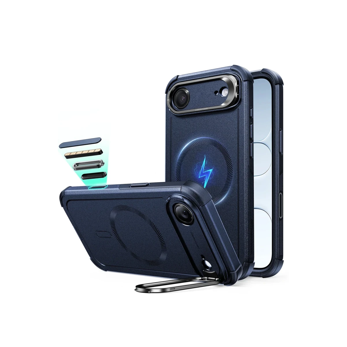 ESR Apple iPhone 17 Air Cyber Tough Magsafe Stantlı Kapak - Lacivert