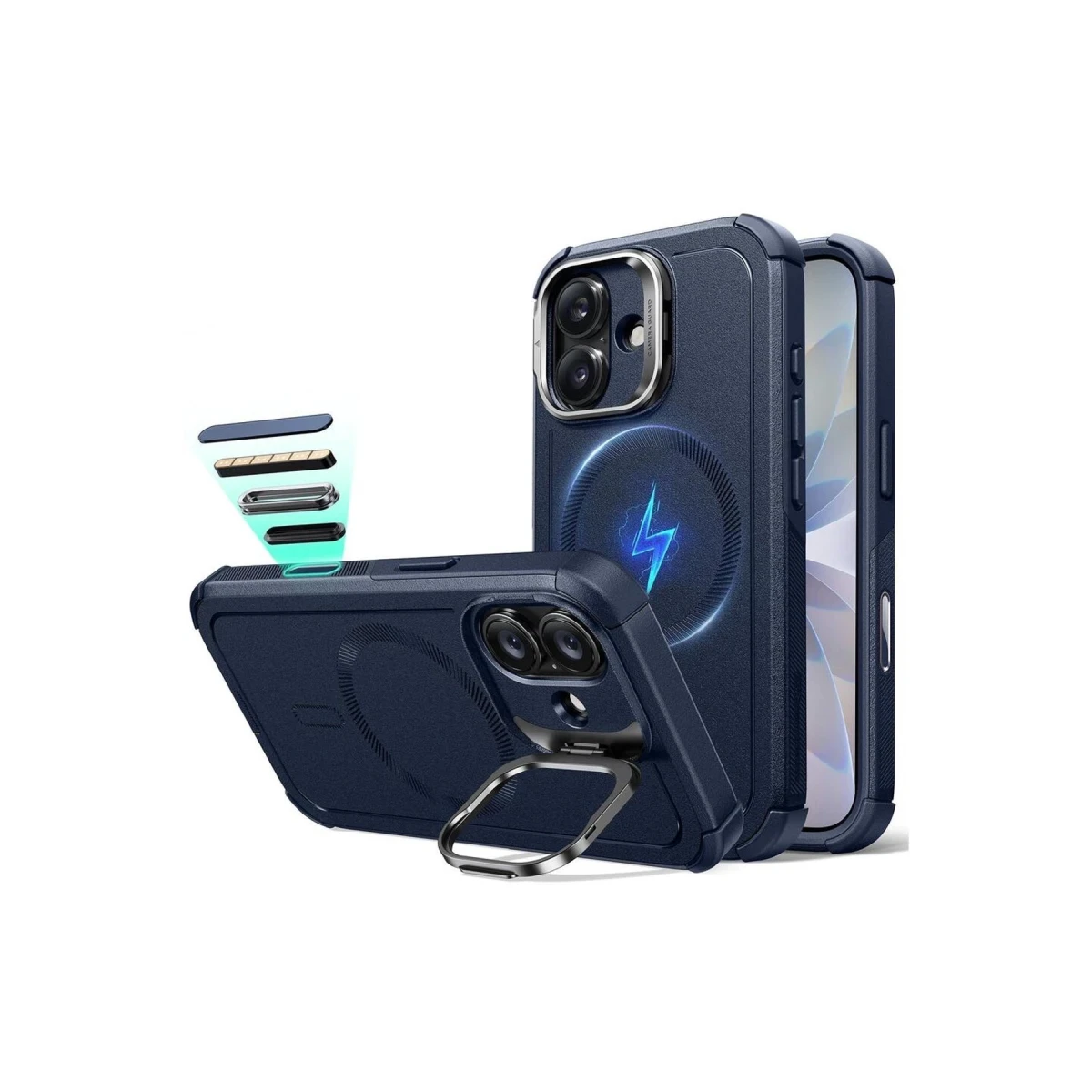 ESR Apple iPhone 17 Cyber Tough Magsafe Stantlı Kapak - Lacivert