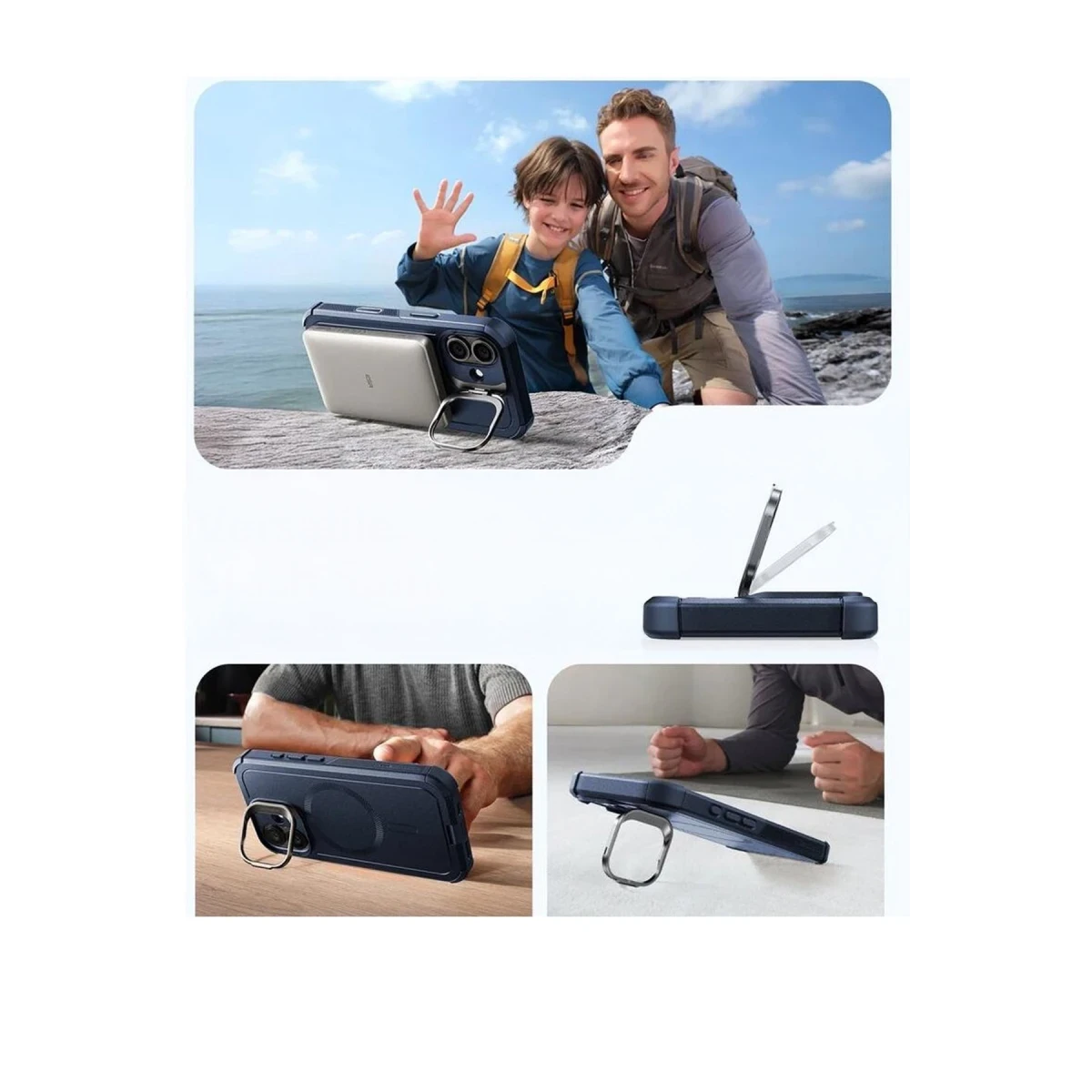 ESR Apple iPhone 17 Cyber Tough Magsafe Stantlı Kapak - Lacivert
