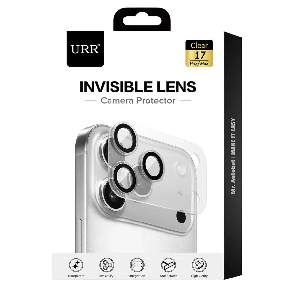 URR Apple iPhone 17 Pro Max Invisible Kamera Lens Koruyucu - Şeffaf