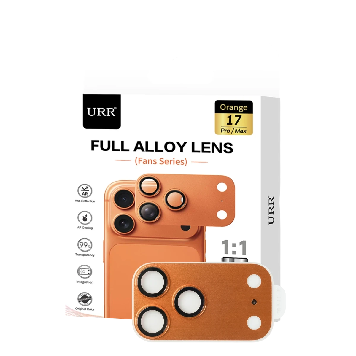 URR Apple iPhone 17 Pro Max Fans Series Full Alloy Kamera Lens Koruyucu - Turuncu