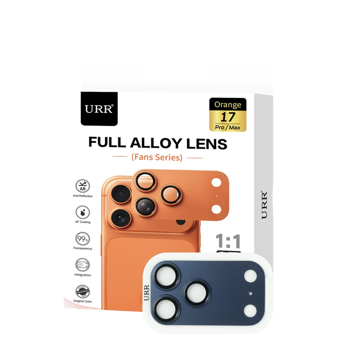 URR Apple iPhone 17 Pro Fans Series Full Alloy Kamera Lens Koruyucu - Mavi