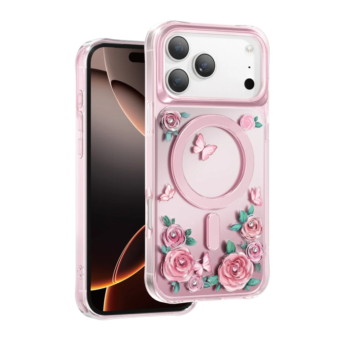 Keephone Apple iPhone 17 Pro Roseland Magsafe Kapak - Pembe
