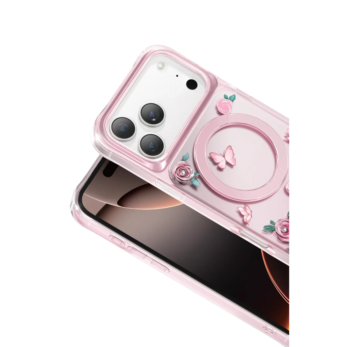 Keephone Apple iPhone 17 Pro Roseland Magsafe Kapak - Pembe