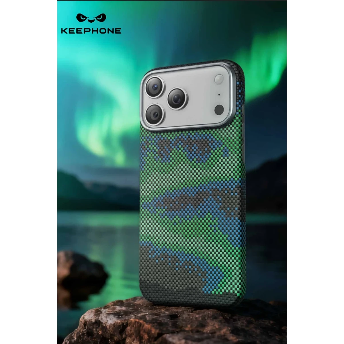 Keephone Apple iPhone 17 Pro Kevlar Starry Magsafe Kapak - Yeşil