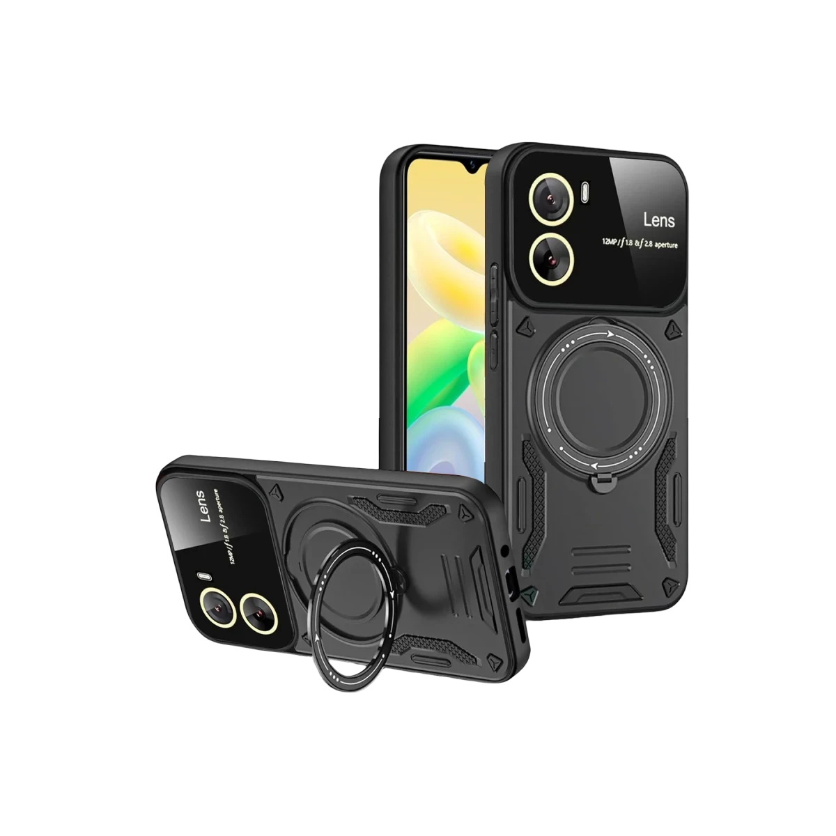 Newface Vivo Y16 Kılıf Joy Lens Standlı Kapak - Siyah — görsel 4
