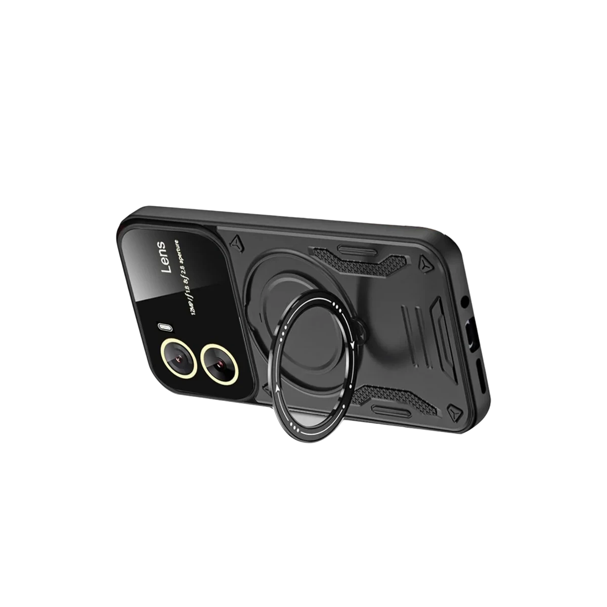 Newface Vivo Y16 Kılıf Joy Lens Standlı Kapak - Siyah — görsel 5