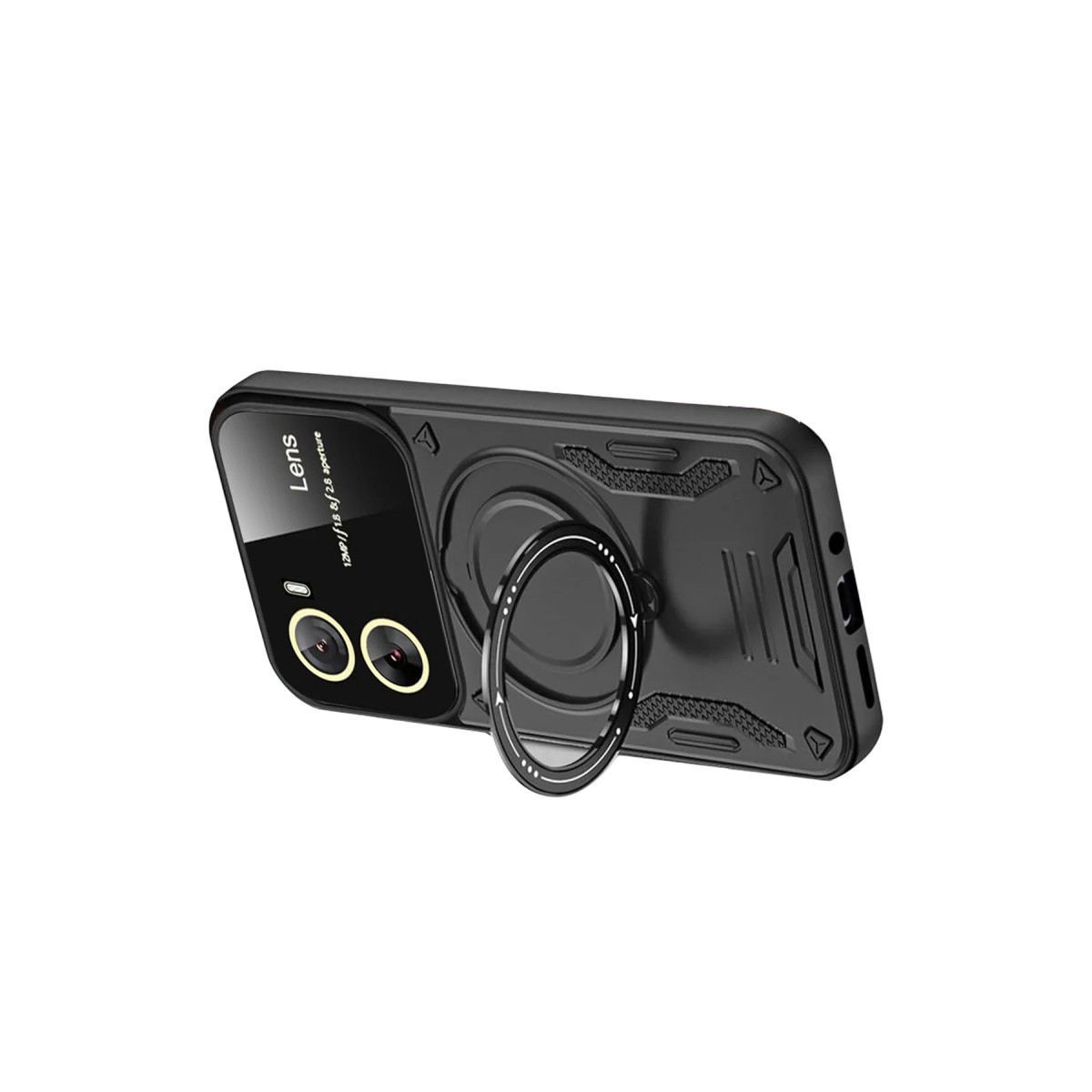 Newface Vivo Y16 Kılıf Joy Lens Standlı Kapak - Siyah — görsel 8