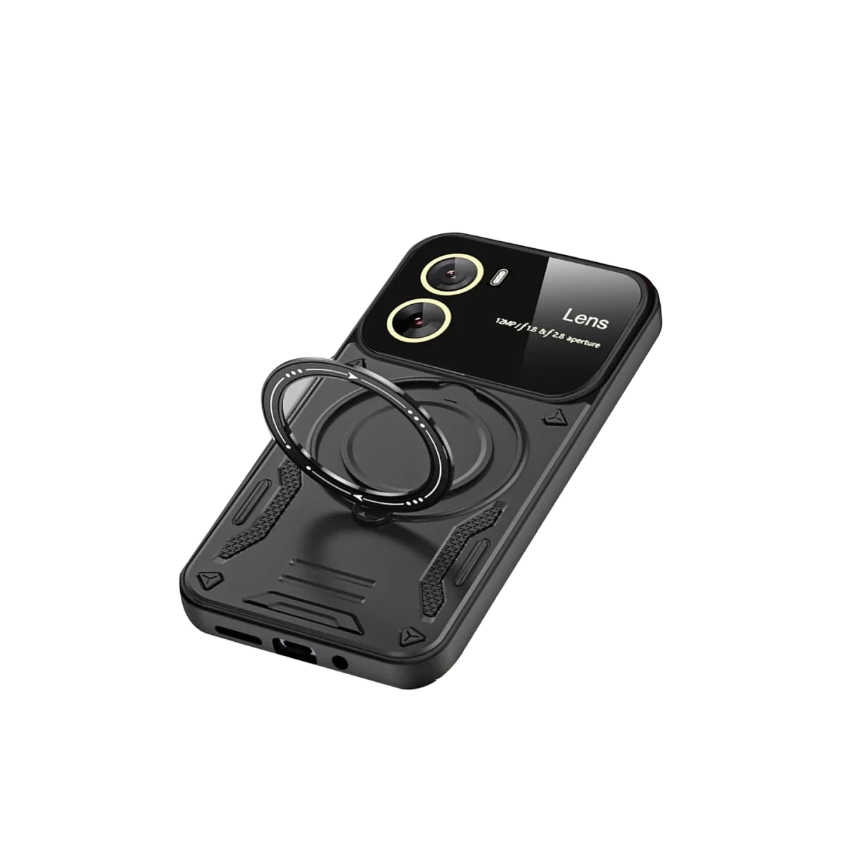 Newface Vivo Y16 Kılıf Joy Lens Standlı Kapak - Siyah — görsel 6