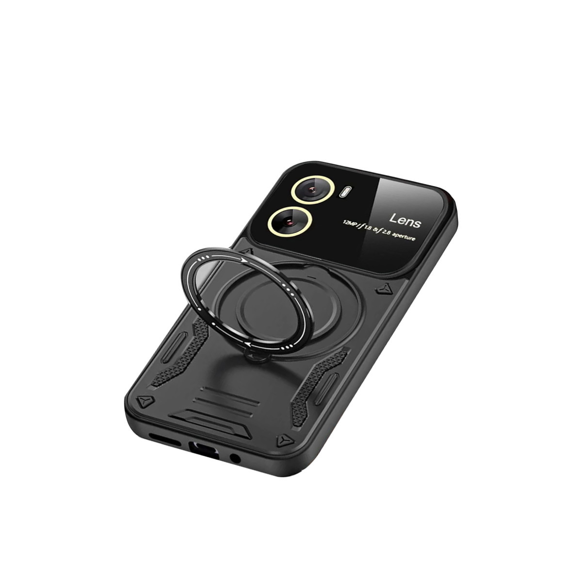 Newface Vivo Y16 Kılıf Joy Lens Standlı Kapak - Siyah — görsel 9