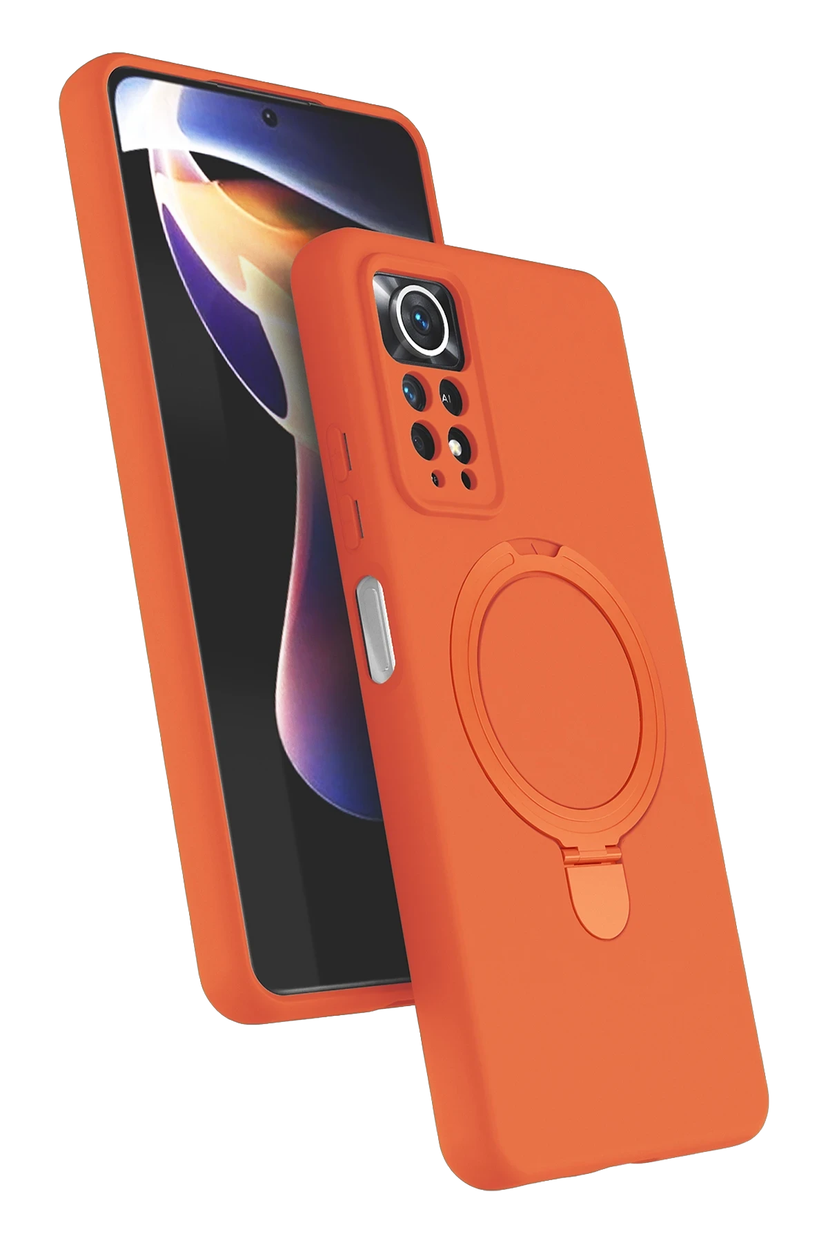 Newface Xiaomi Redmi Note 12 Pro 4G Regal Magsafe Standlı Kapak - Turuncu