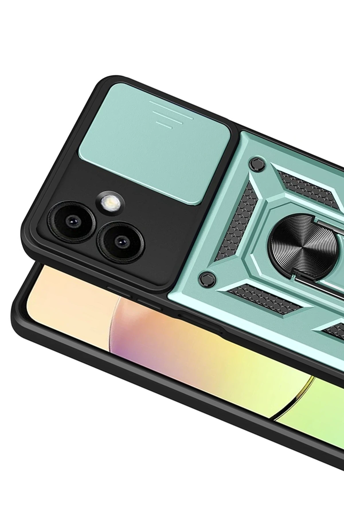 Newface Samsung Galaxy A07 4G Pars Lens Yüzüklü Silikon - Yeşil