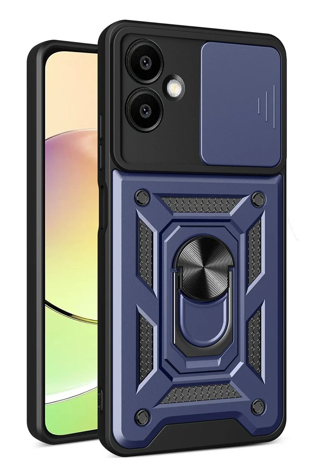 Newface Samsung Galaxy A07 4G Pars Lens Yüzüklü Silikon - Lacivert