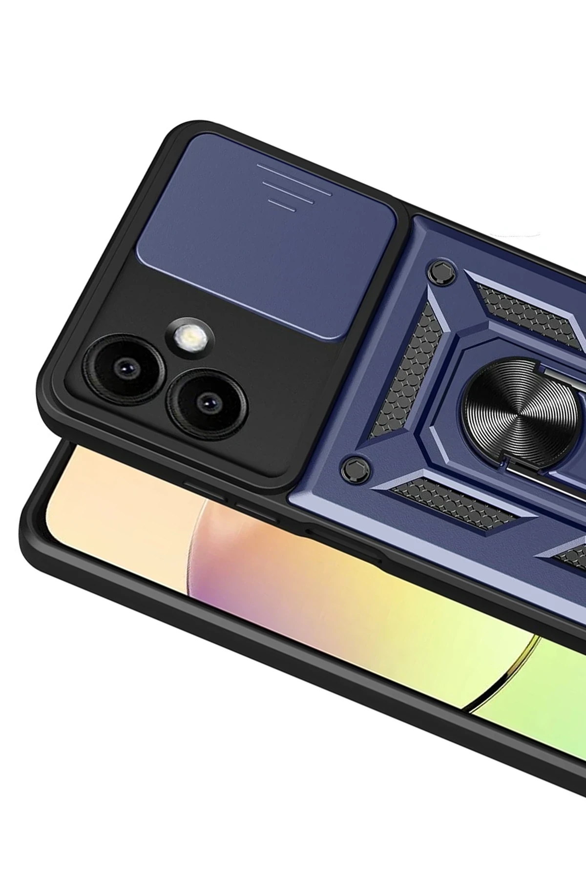 Newface Samsung Galaxy A07 4G Pars Lens Yüzüklü Silikon - Lacivert