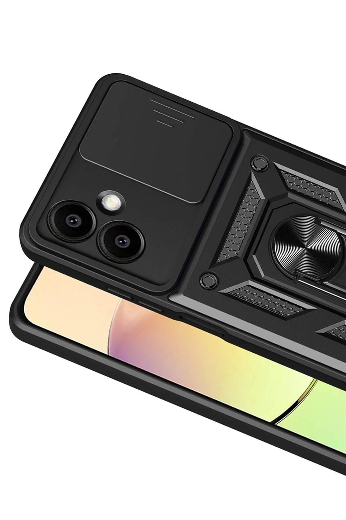 Newface Samsung Galaxy A07 4G Pars Lens Yüzüklü Silikon - Siyah