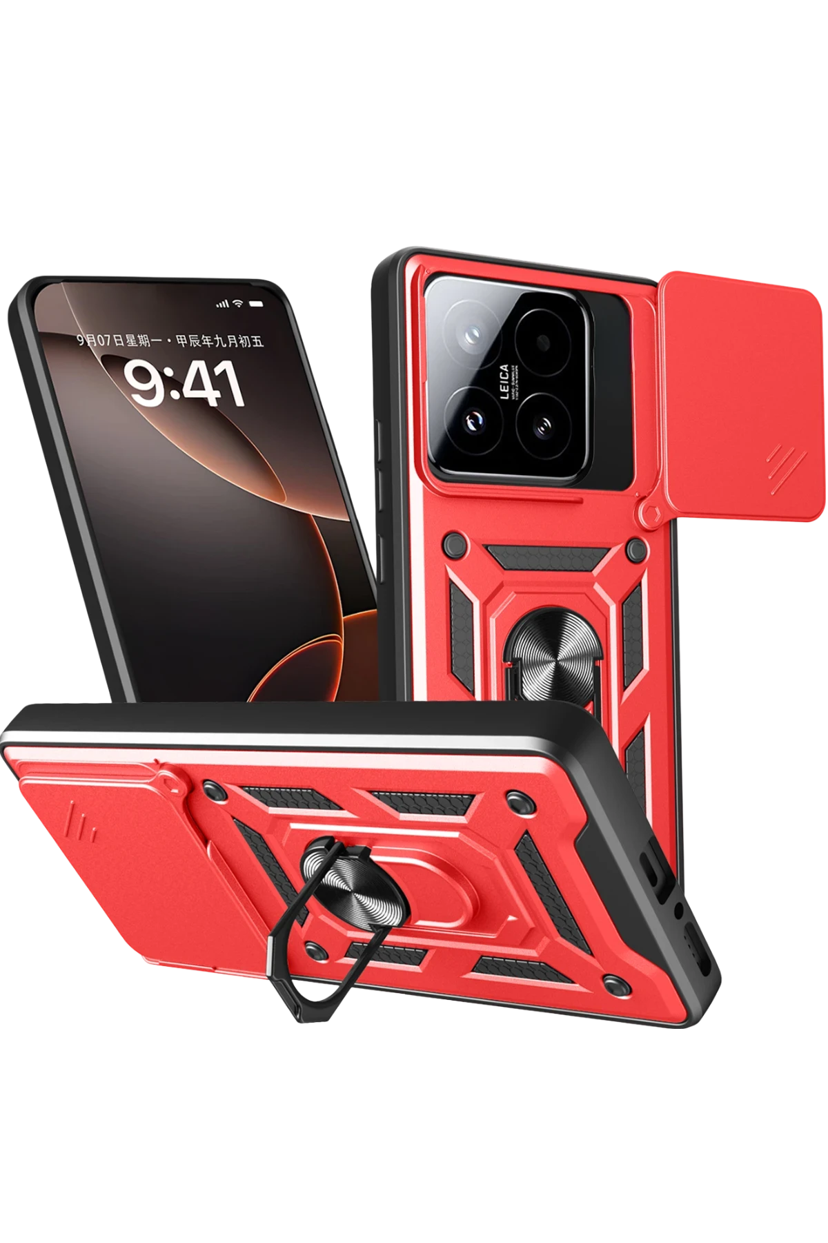 Newface Xiaomi Mi 15T Pars Lens Yüzüklü Silikon - Kırmızı