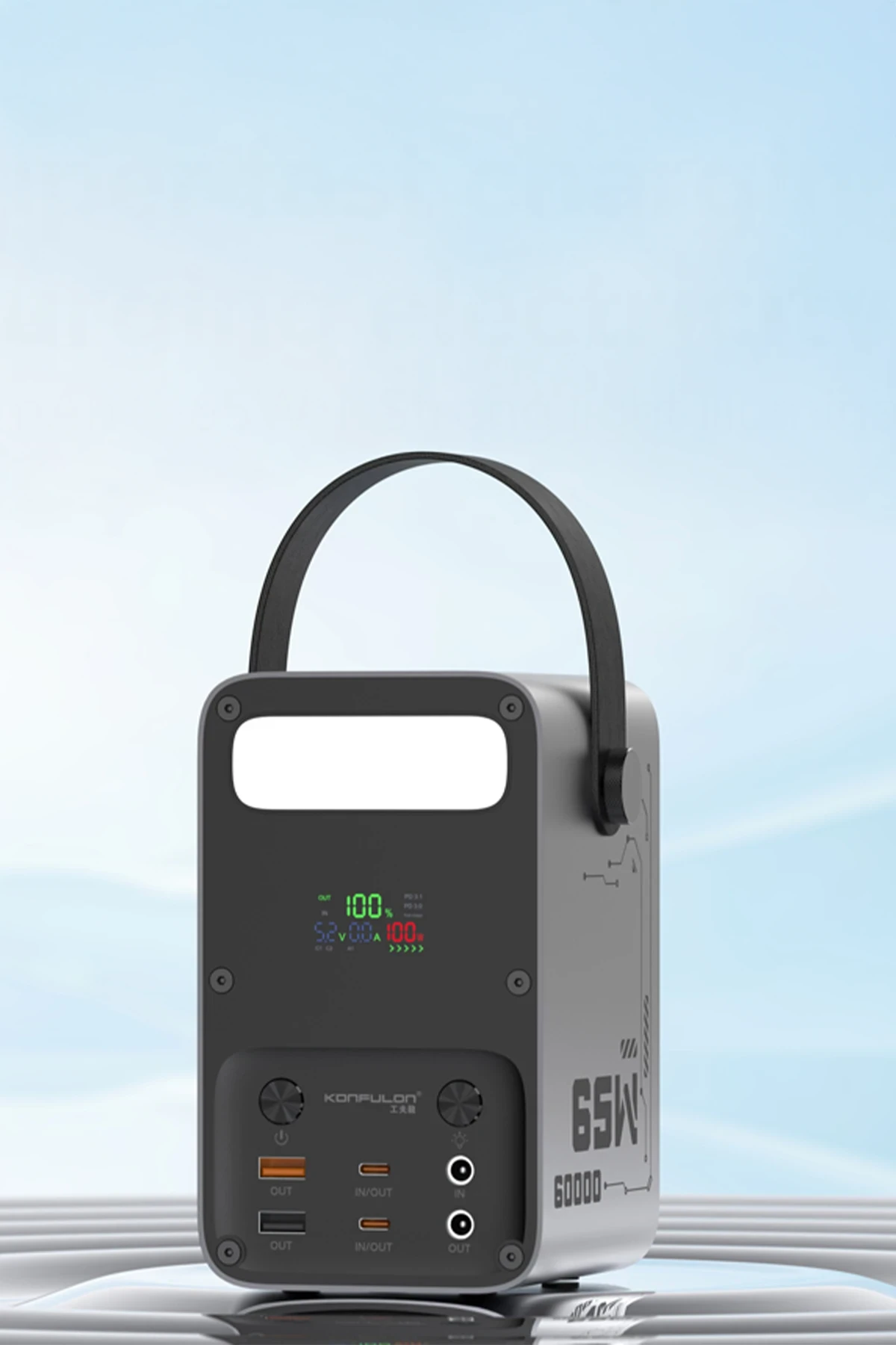 Konfulon A69Q 60000 mAh PD 65W Powerbank - Siyah — görsel 2
