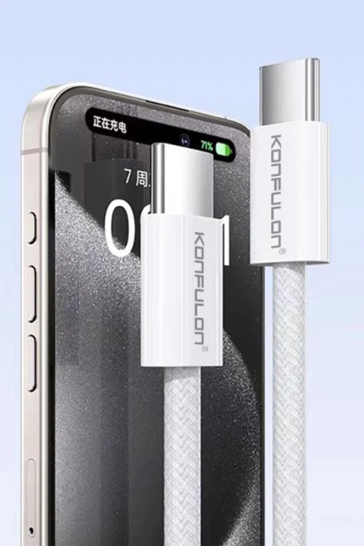 Konfulon DC130 2M 60W Type-C to Type-C Örgülü Hızlı Şarj Kablosu - Beyaz