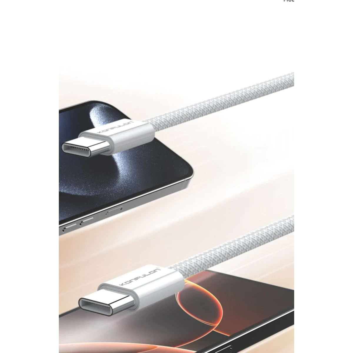 Konfulon DC130 2M 60W Type-C to Type-C Örgülü Hızlı Şarj Kablosu - Beyaz — görsel 8