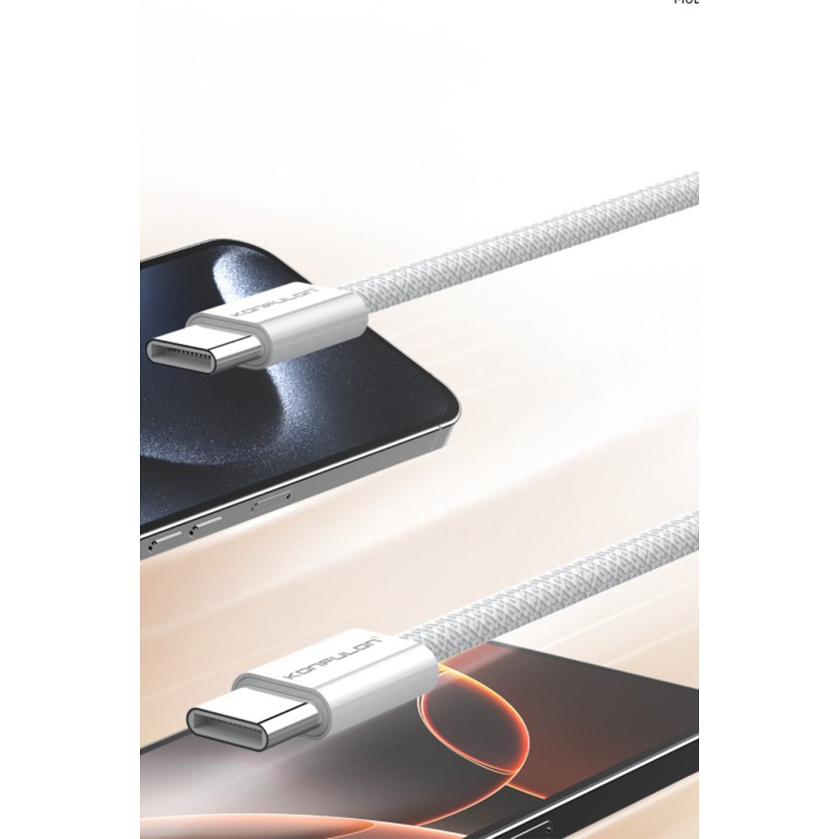 Konfulon DC130 2M 60W Type-C to Type-C Örgülü Hızlı Şarj Kablosu - Beyaz — görsel 12
