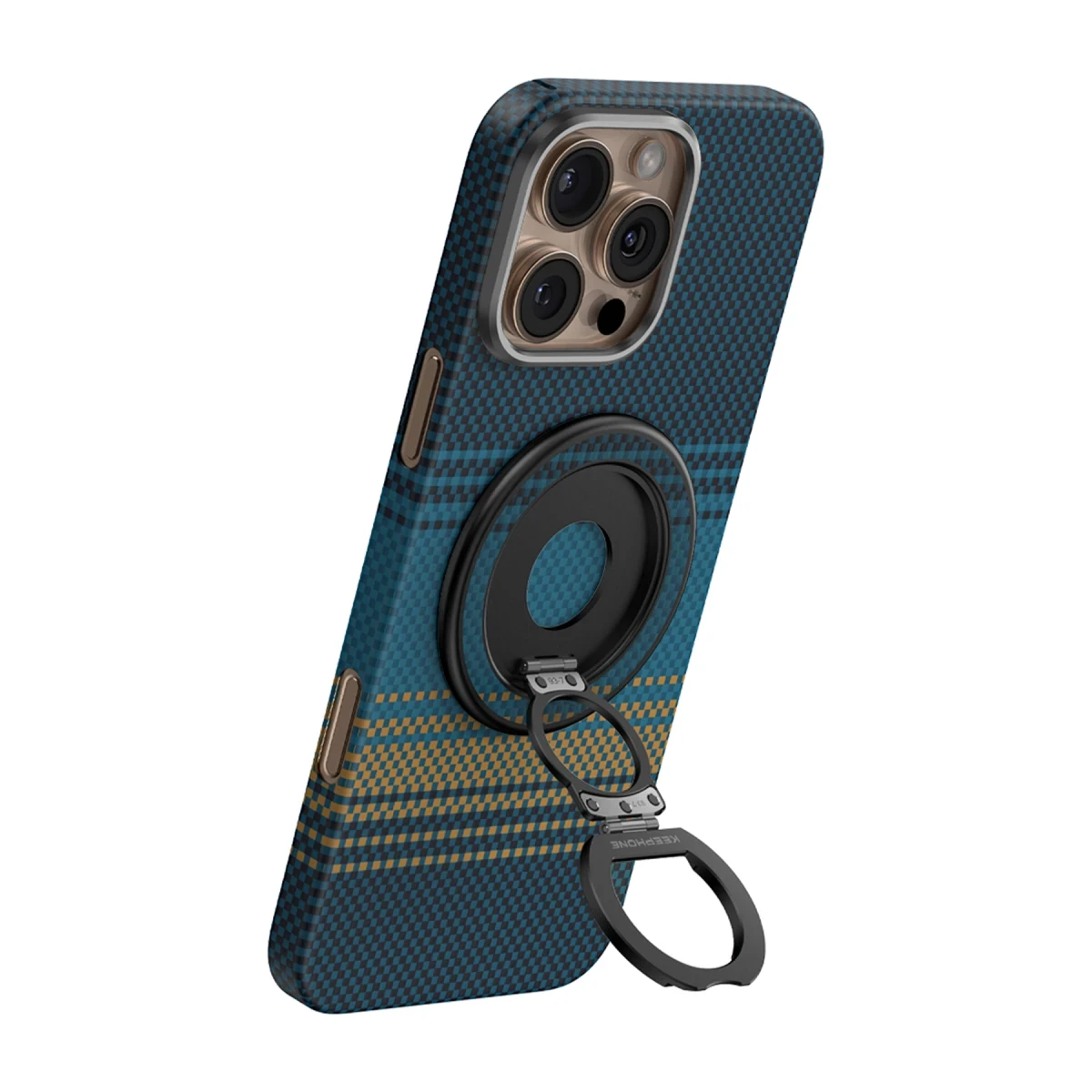 Keephone Kevlar Grip 360 Manyetik Magsafe Kickstand Yüzük - Siyah