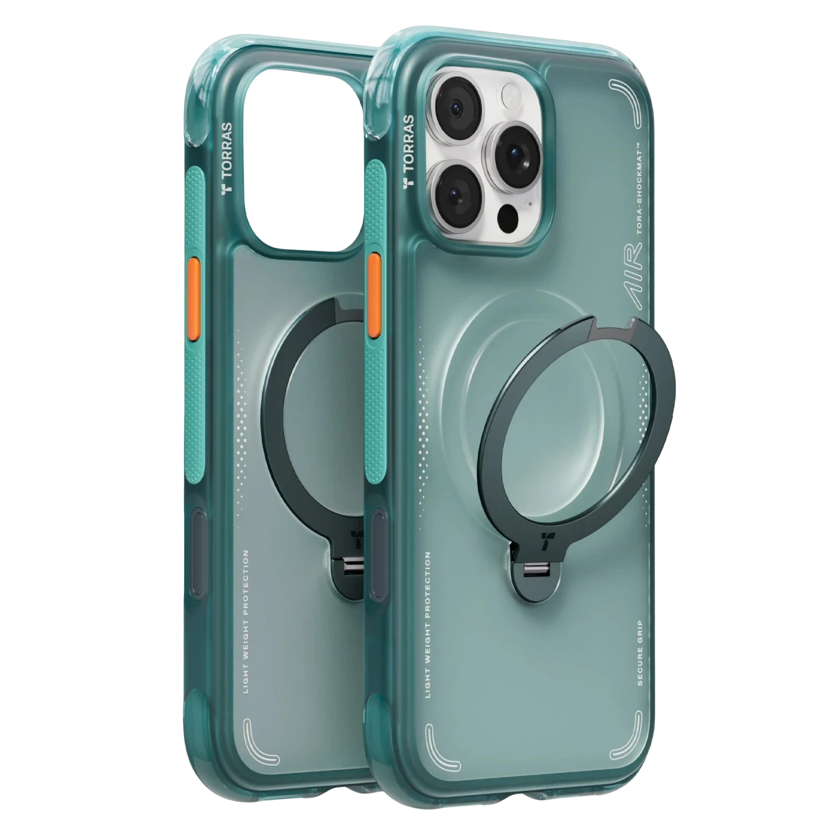 Torras Apple iPhone 16 Pro Max O Stand Spin Air Serisi Magsafe Kılıf - Yeşil-Mavi
