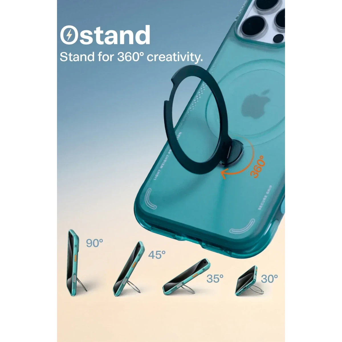Torras Apple iPhone 16 Pro Max O Stand Spin Air Serisi Magsafe Kılıf - Siyah