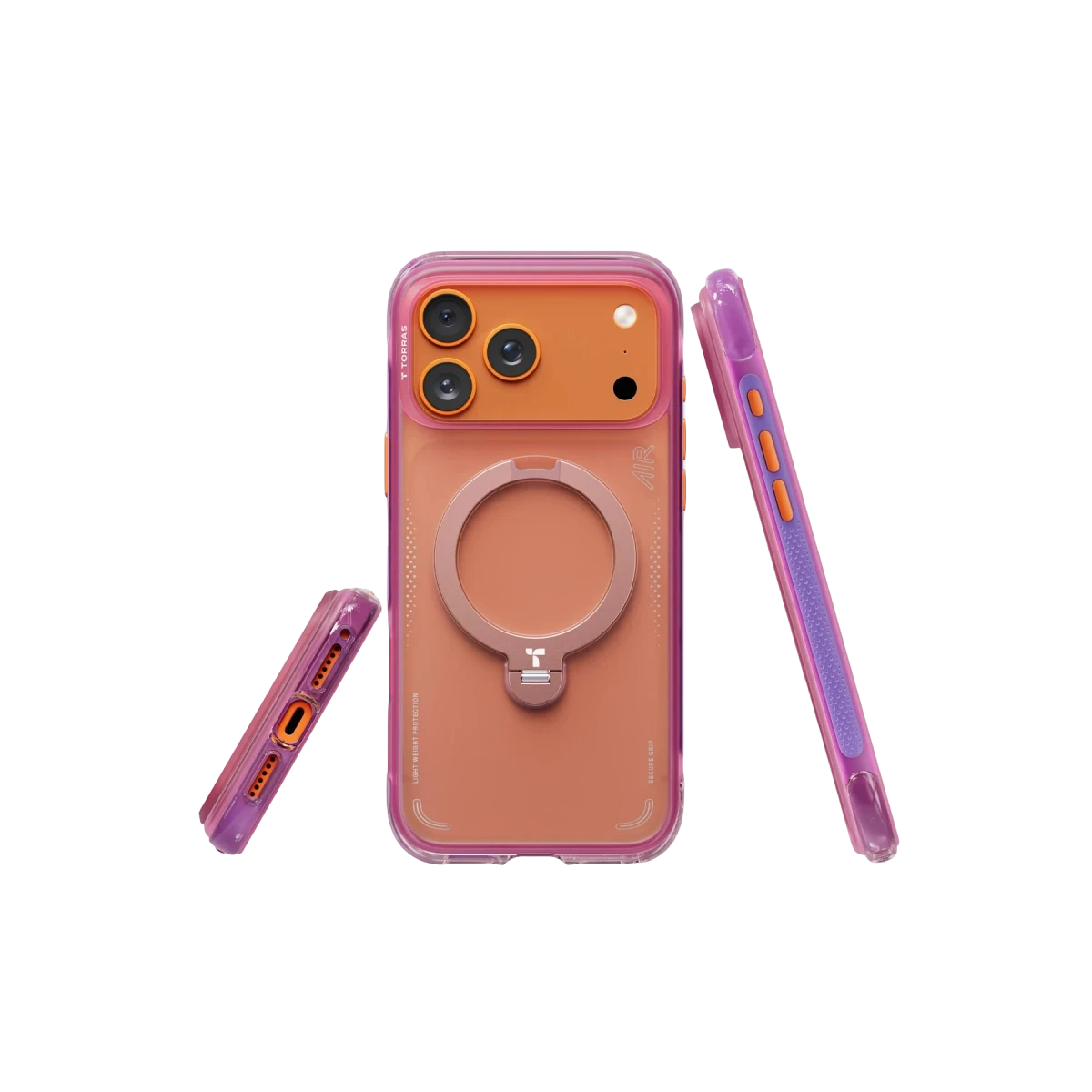 Torras Apple iPhone 17 Pro Max O Stand Spin Air Serisi Magsafe Kılıf - Pembe