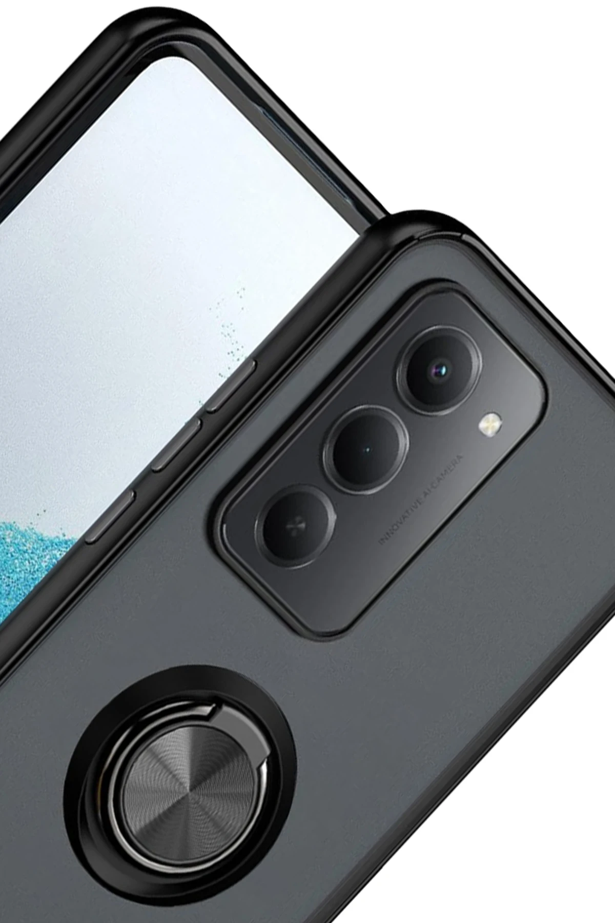 Newface Xiaomi Redmi 15 4G Montreal Yüzüklü Silikon Kapak - Siyah