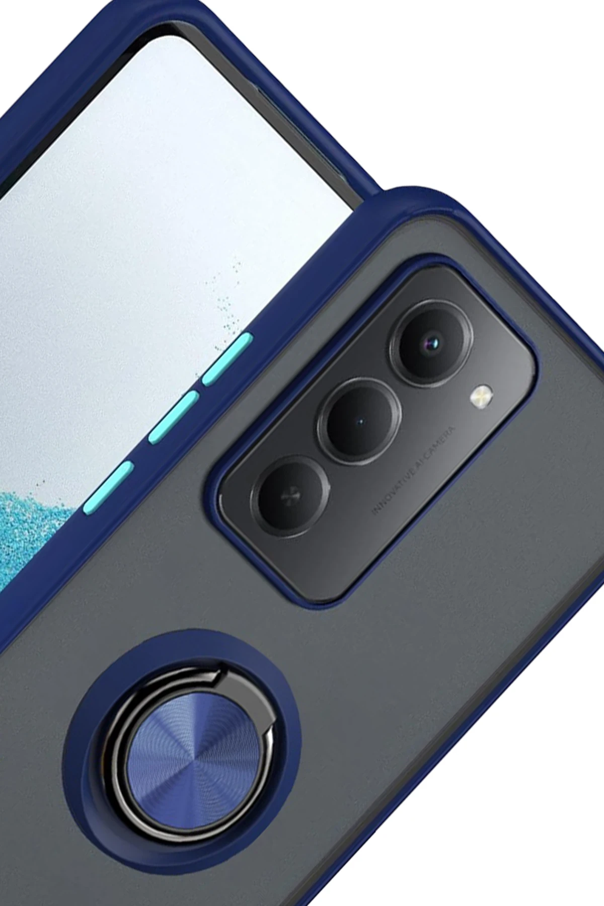 Newface Xiaomi Redmi 15 4G Montreal Yüzüklü Silikon Kapak - Lacivert