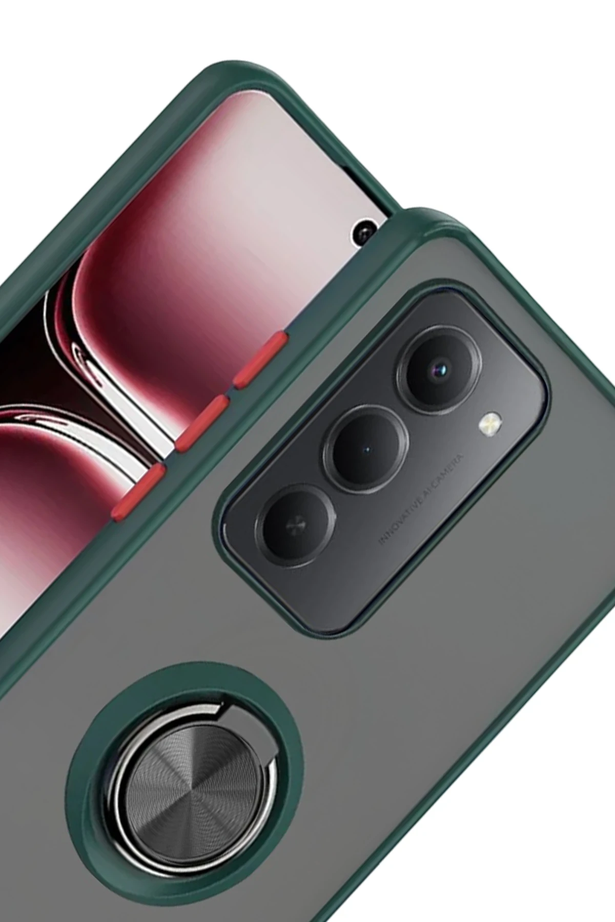 Newface Xiaomi Redmi 15 4G Montreal Yüzüklü Silikon Kapak - Yeşil