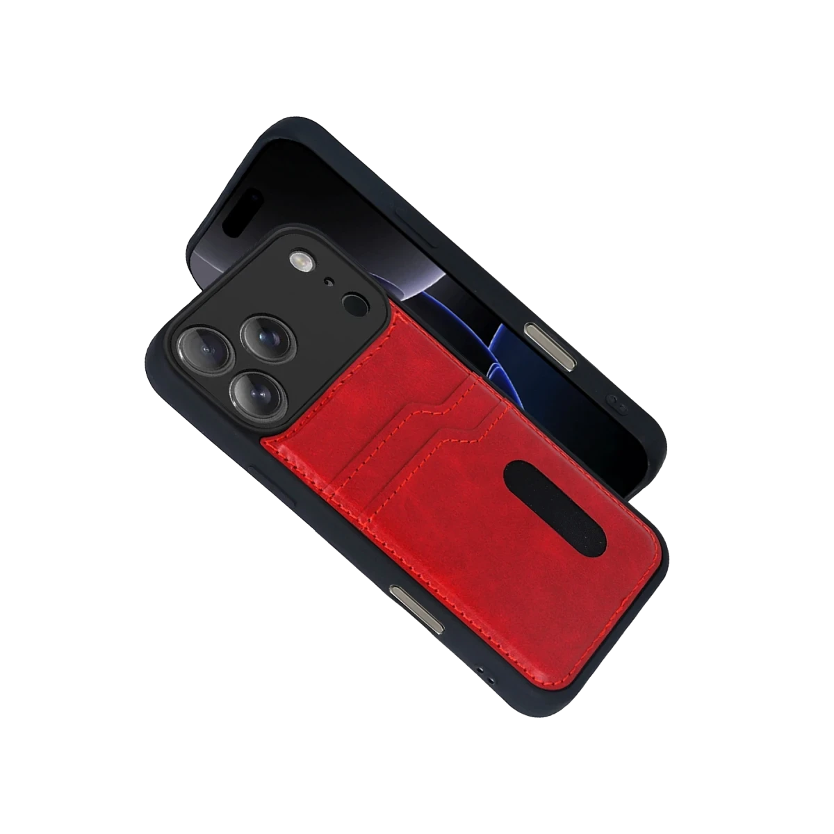Newface Apple iPhone 17 Pro Sara Kartvizitli Deri Kılıf - Kırmızı — görsel 6