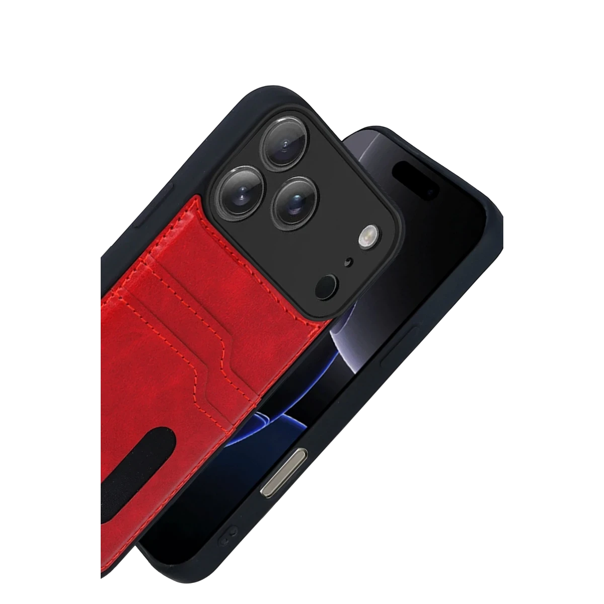Newface Apple iPhone 17 Pro Sara Kartvizitli Deri Kılıf - Kırmızı — görsel 7