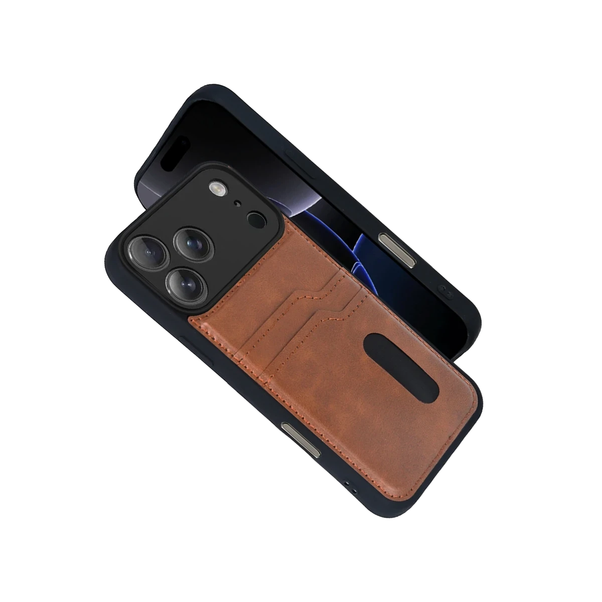 Apple iPhone 17 Pro Max Sara Kartvizitli Deri Kılıf - Taba