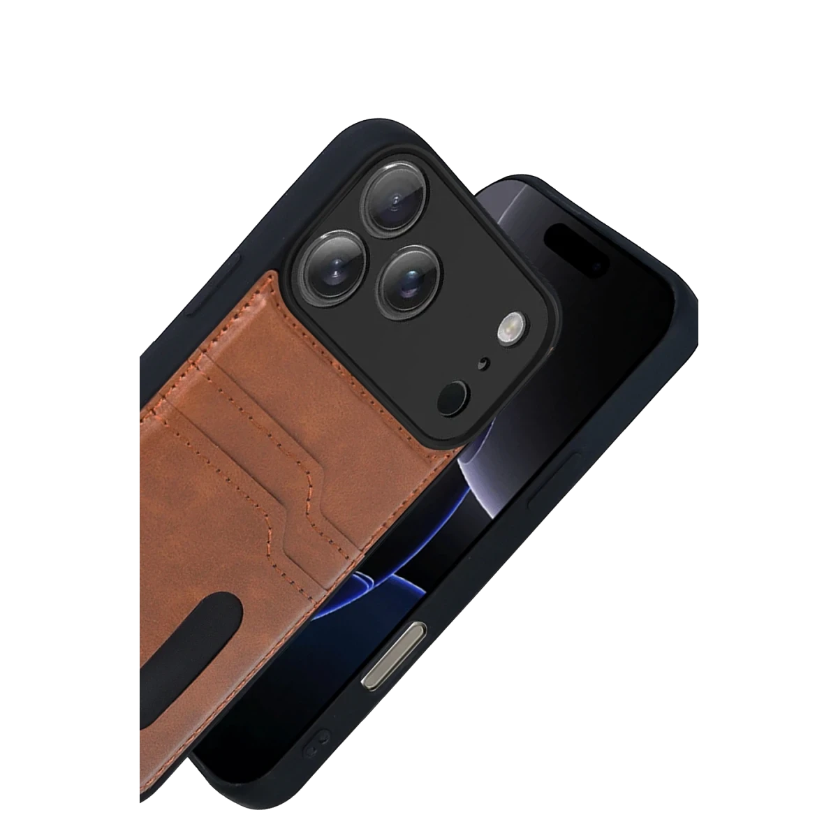 Apple iPhone 17 Pro Max Sara Kartvizitli Deri Kılıf - Taba