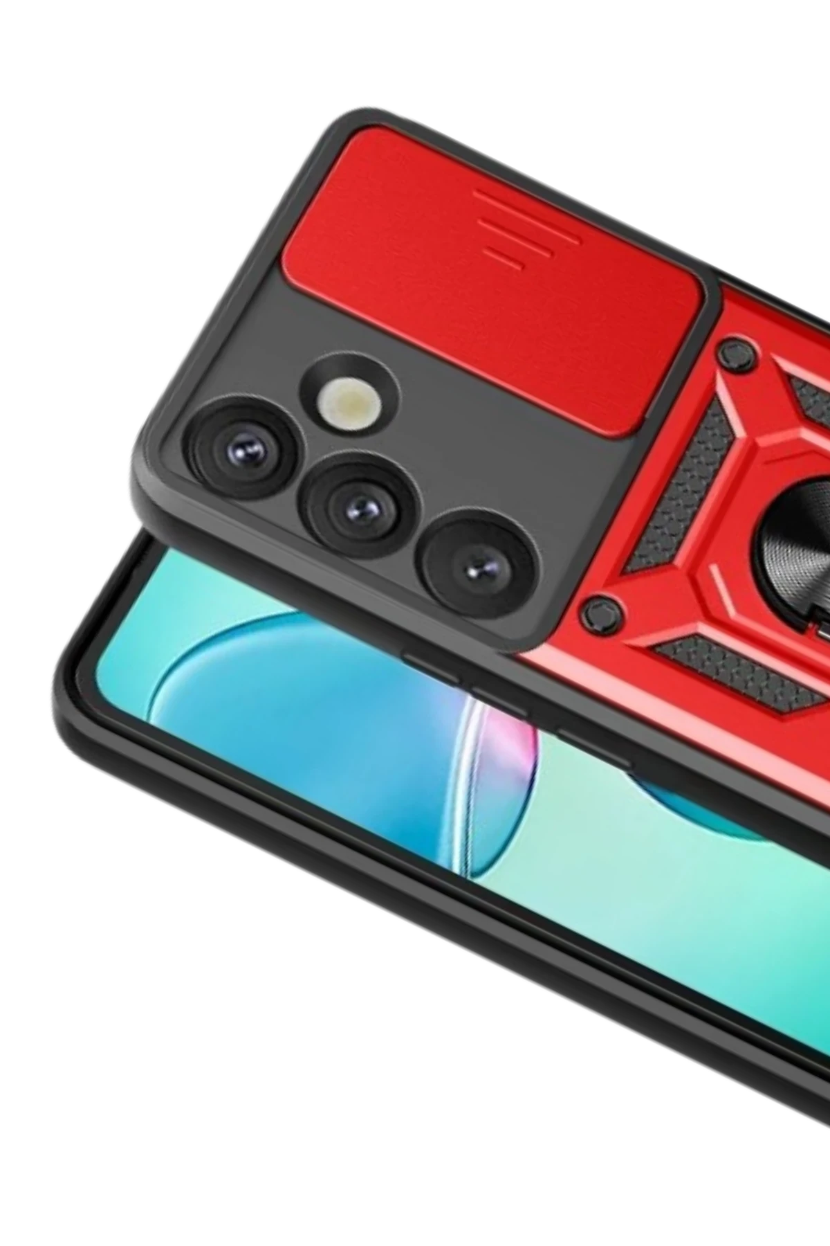 Newface Samsung Galaxy S26 Pars Lens Yüzüklü Silikon - Kırmızı