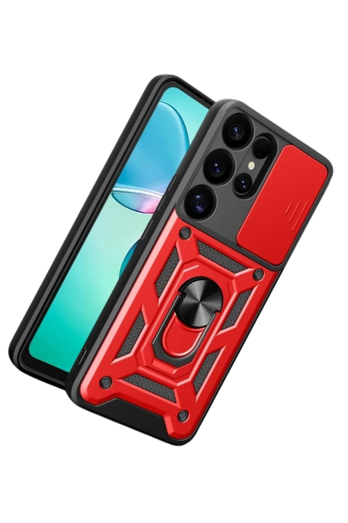 Newface Samsung Galaxy S26 Ultra Pars Lens Yüzüklü Silikon - Kırmızı