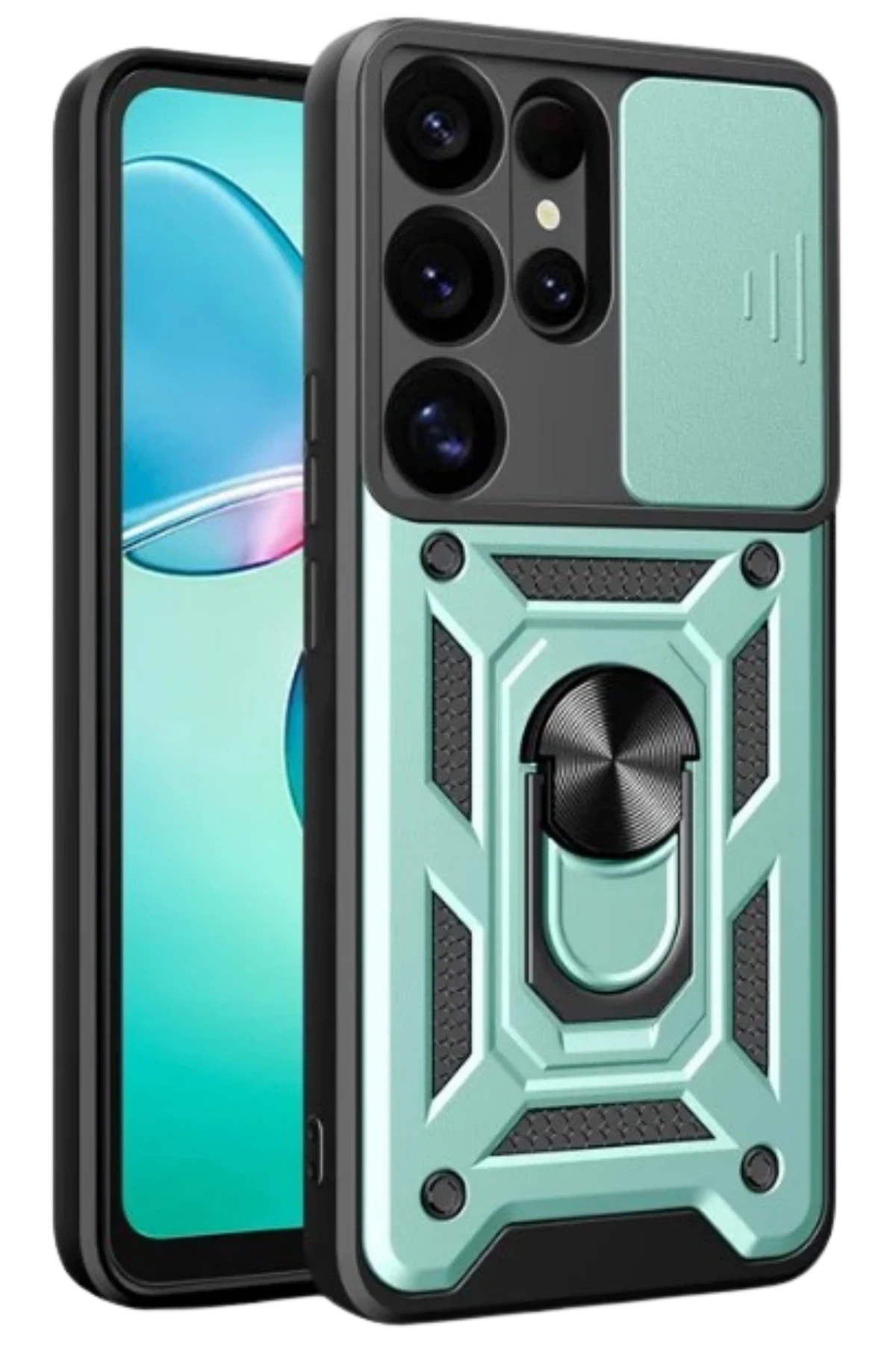 Newface Samsung Galaxy S26 Ultra Pars Lens Yüzüklü Silikon - Yeşil