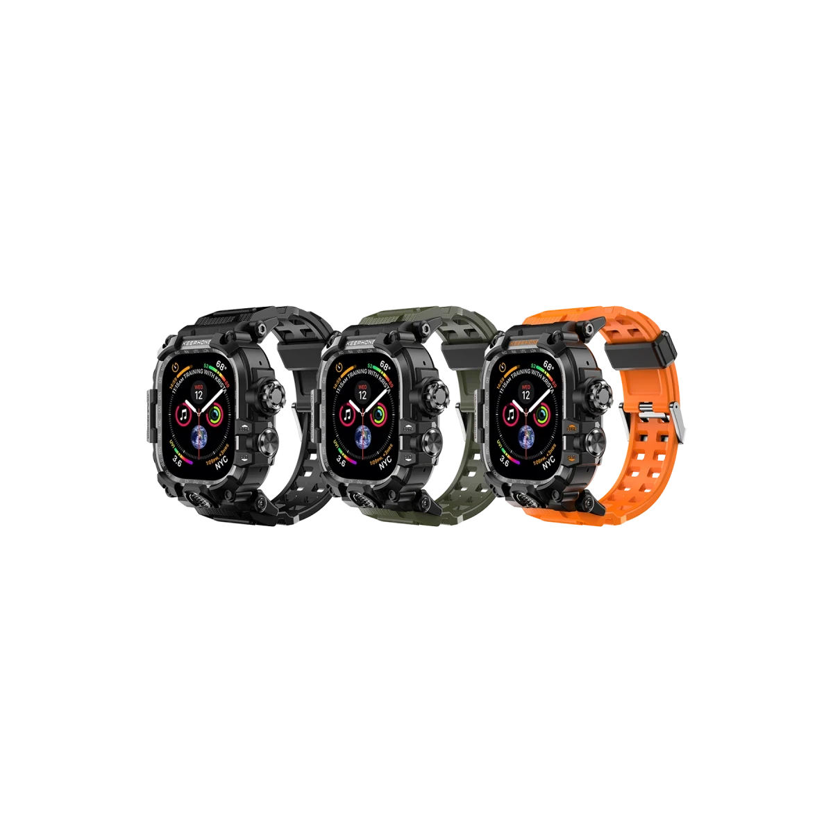 Keephone Apple Watch Ultra 49mm Bassion Kasalı Kordon - Yeşil