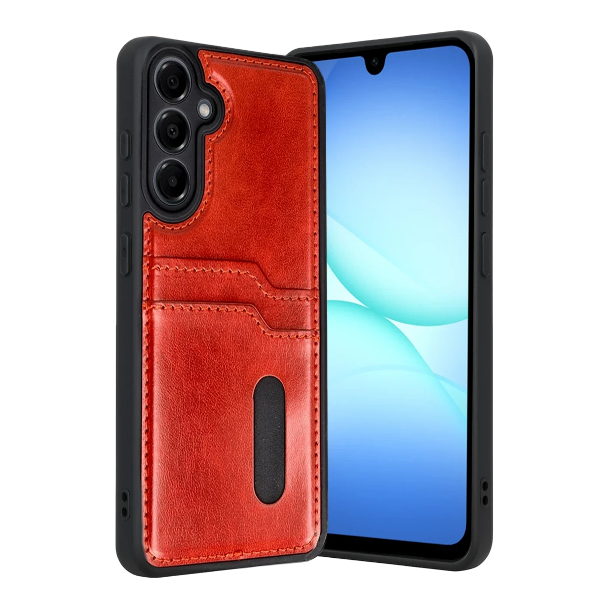 Newface Samsung Galaxy A17 5G Sara Kartvizitli Deri Kılıf - Kırmızı — görsel 4