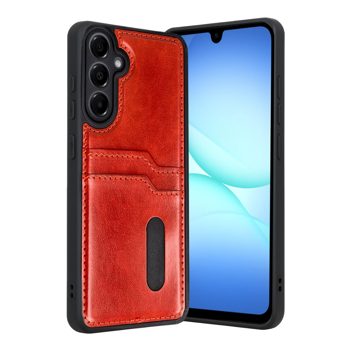 Newface Samsung Galaxy A17 5G Sara Kartvizitli Deri Kılıf - Kırmızı — görsel 7