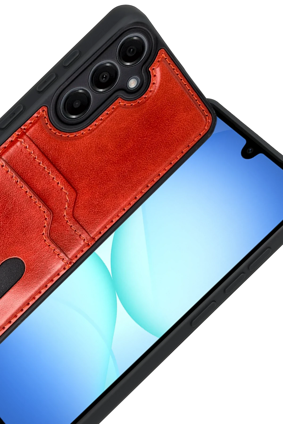 Newface Samsung Galaxy A17 5G Sara Kartvizitli Deri Kılıf - Kırmızı