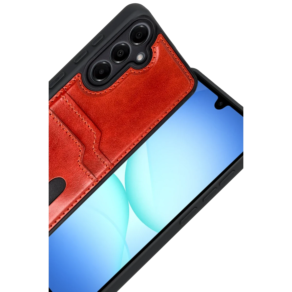Newface Samsung Galaxy A17 5G Sara Kartvizitli Deri Kılıf - Kırmızı — görsel 5