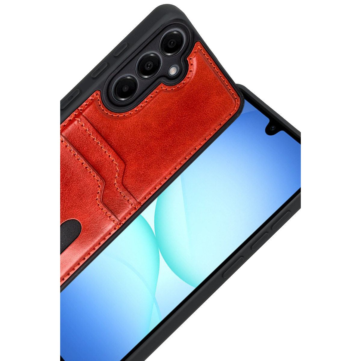 Newface Samsung Galaxy A17 5G Sara Kartvizitli Deri Kılıf - Kırmızı — görsel 8