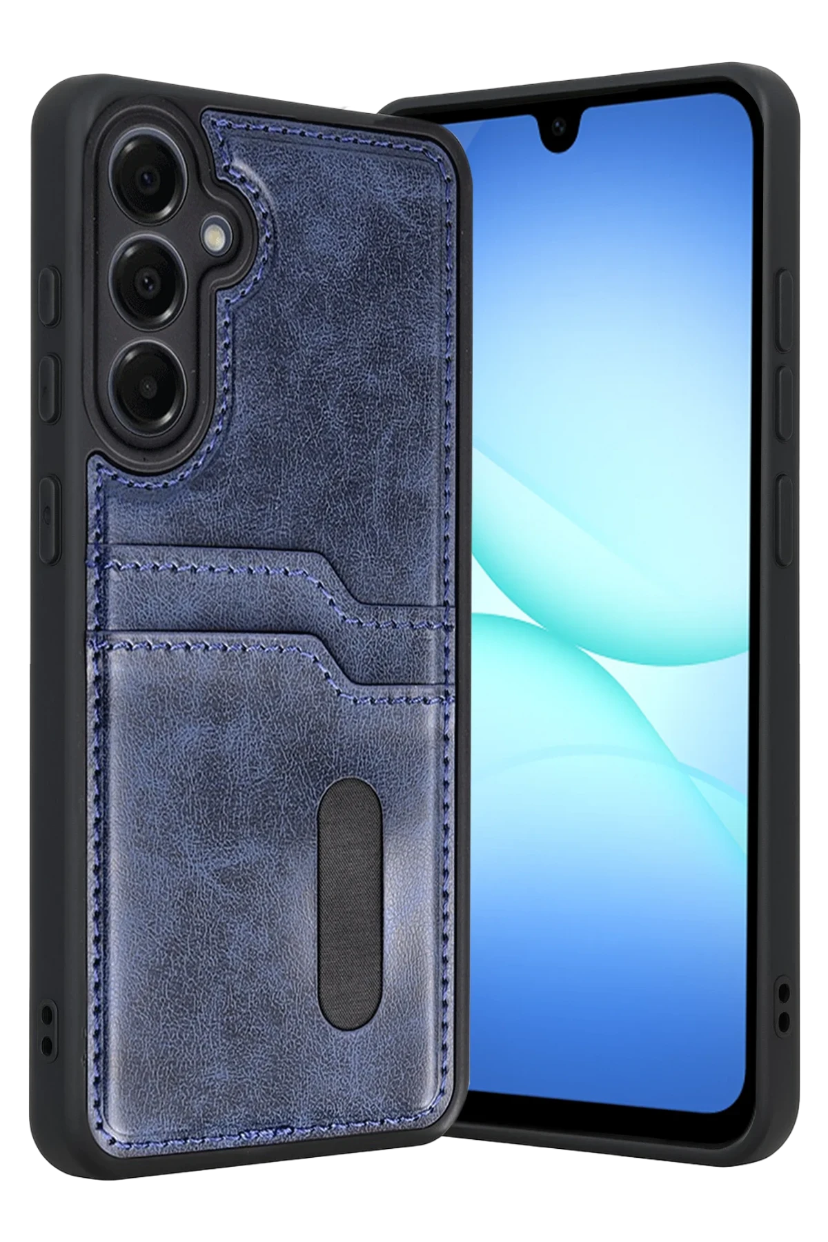 Newface Samsung Galaxy A17 5G Sara Kartvizitli Deri Kılıf - Lacivert