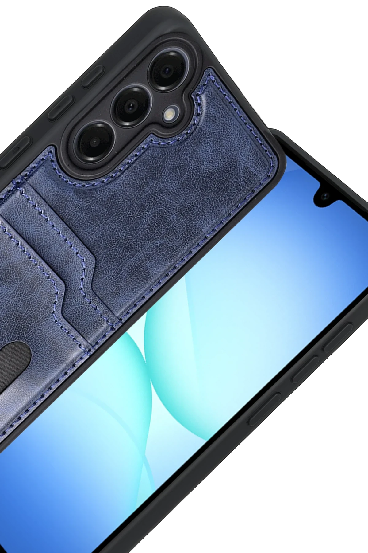 Newface Samsung Galaxy A17 5G Sara Kartvizitli Deri Kılıf - Lacivert