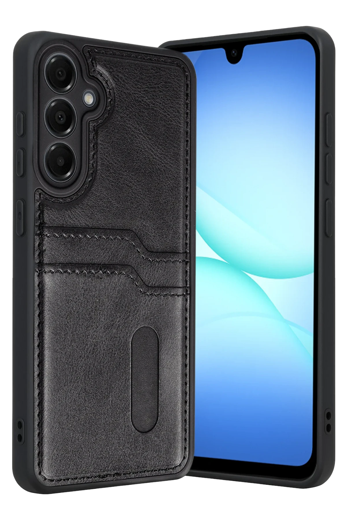 Newface Samsung Galaxy A17 5G Sara Kartvizitli Deri Kılıf - Siyah