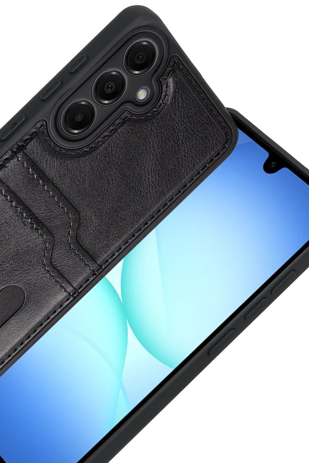 Newface Samsung Galaxy A17 5G Sara Kartvizitli Deri Kılıf - Siyah