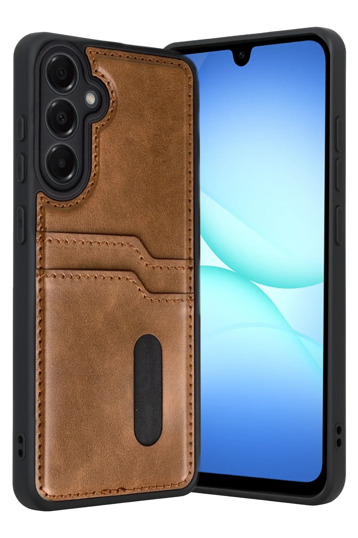 Newface Samsung Galaxy A17 5G Sara Kartvizitli Deri Kılıf - Taba